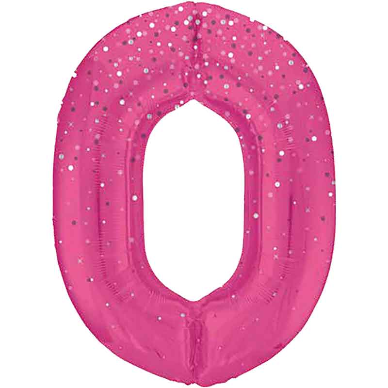 34in GLITZ PINK NUMBER 0 FOIL BALLOON