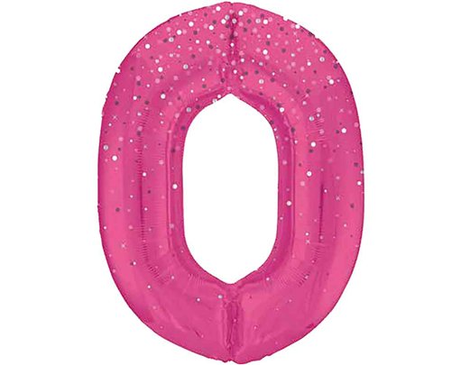 34in GLITZ PINK NUMBER 0 FOIL BALLOON