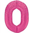 34in GLITZ PINK NUMBER 0 FOIL BALLOON
