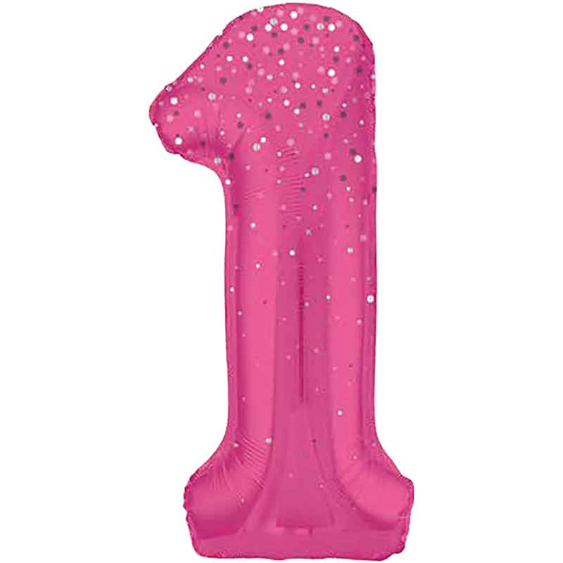 34in GLITZ PINK NUMBER 1 FOIL BALLOON