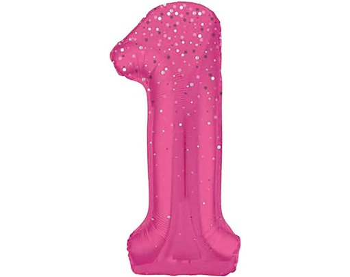 34in GLITZ PINK NUMBER 1 FOIL BALLOON