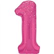 34in GLITZ PINK NUMBER 1 FOIL BALLOON