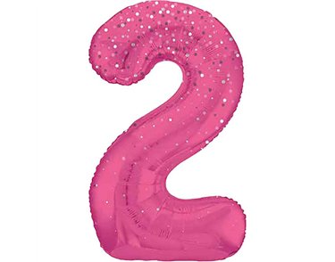 34in GLITZ PINK NUMBER 2 FOIL BALLOON