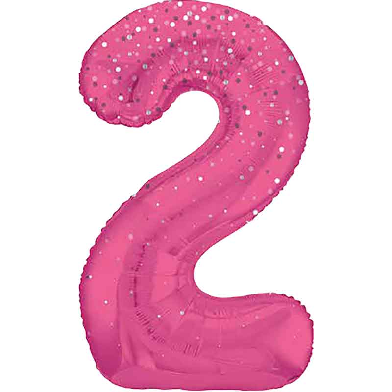 34in GLITZ PINK NUMBER 2 FOIL BALLOON