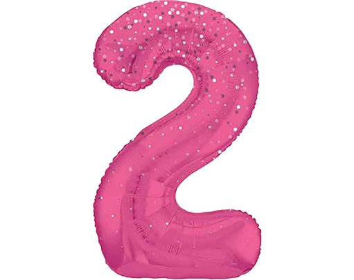 34in GLITZ PINK NUMBER 2 FOIL BALLOON