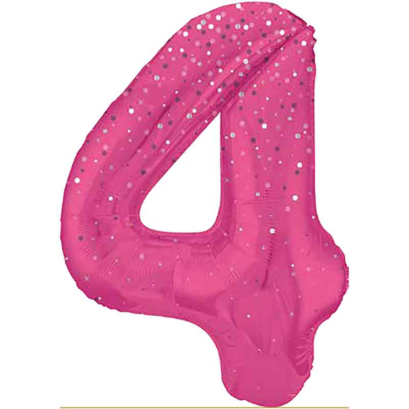 34in GLITZ PINK NUMBER 4 FOIL BALLOON