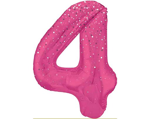 34in GLITZ PINK NUMBER 4 FOIL BALLOON
