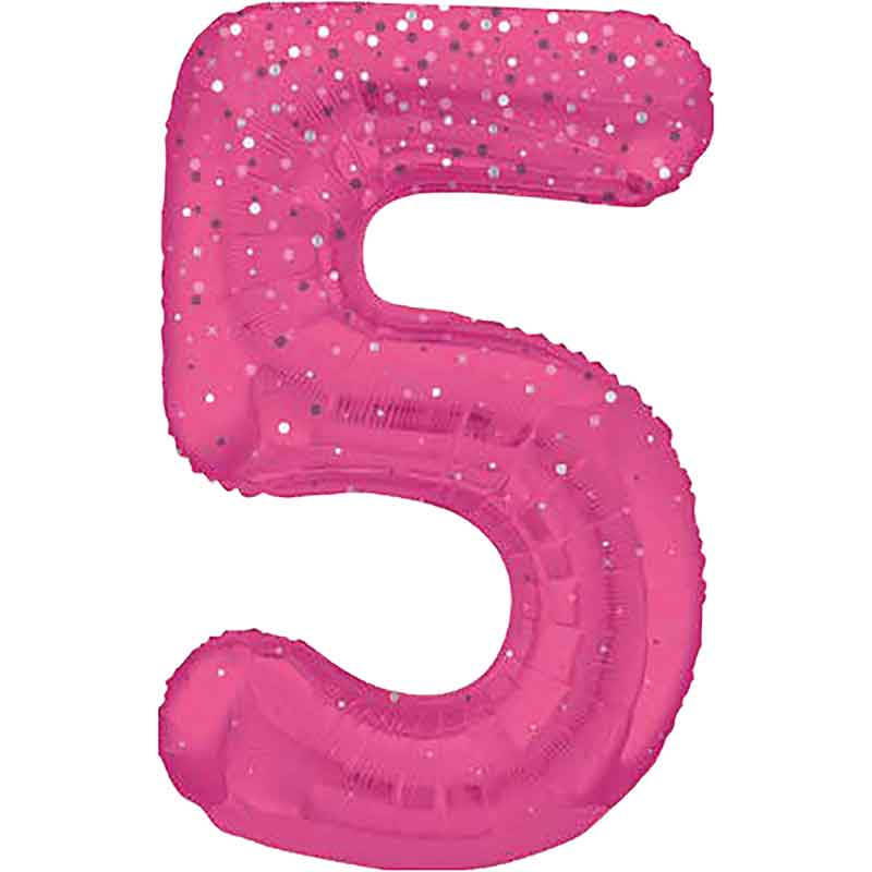 34in GLITZ PINK NUMBER 5 FOIL BALLOON
