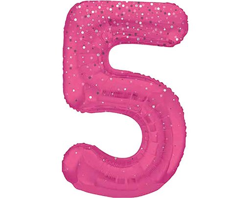34in GLITZ PINK NUMBER 5 FOIL BALLOON