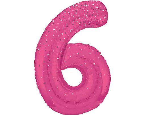 34in GLITZ PINK NUMBER 6 FOIL BALLOON