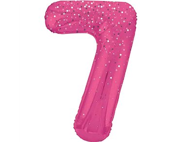 34in GLITZ PINK NUMBER 7 FOIL BALLOON