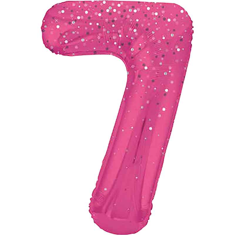 34in GLITZ PINK NUMBER 7 FOIL BALLOON