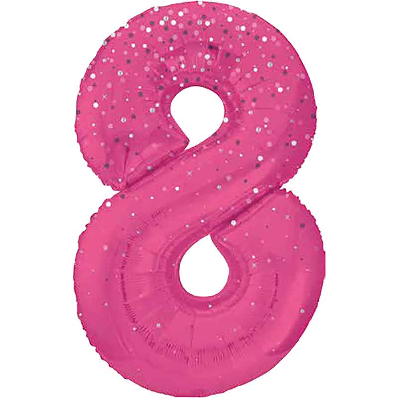 34in GLITZ PINK NUMBER 8 FOIL BALLOON