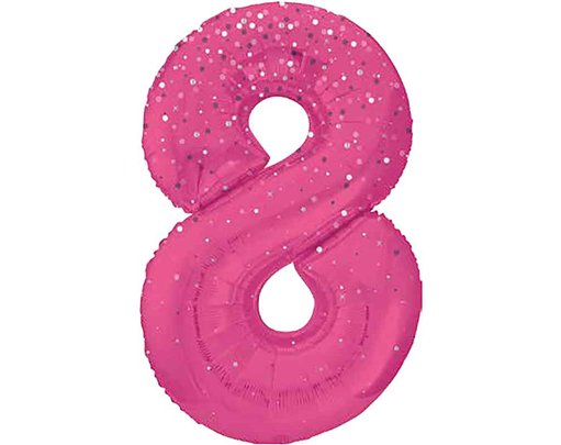 34in GLITZ PINK NUMBER 8 FOIL BALLOON