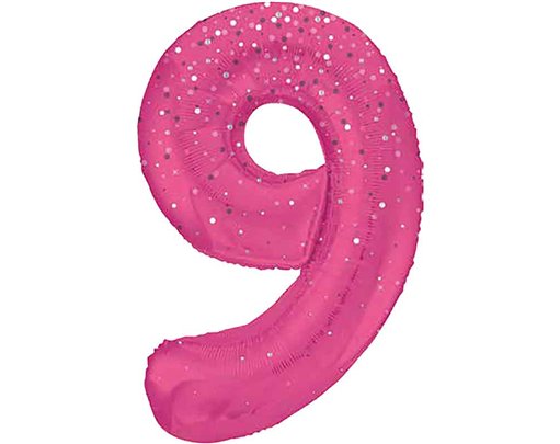 34in GLITZ PINK NUMBER 9 FOIL BALLOON