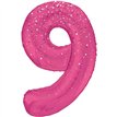 34in GLITZ PINK NUMBER 9 FOIL BALLOON