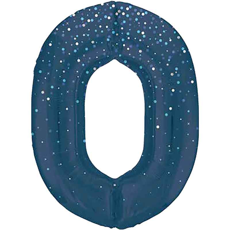 34in GLITZ BLUE NUMBER 0 FOIL BALLOON