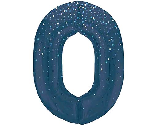 34in GLITZ BLUE NUMBER 0 FOIL BALLOON
