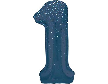 34in GLITZ BLUE NUMBER 1 FOIL BALLOON