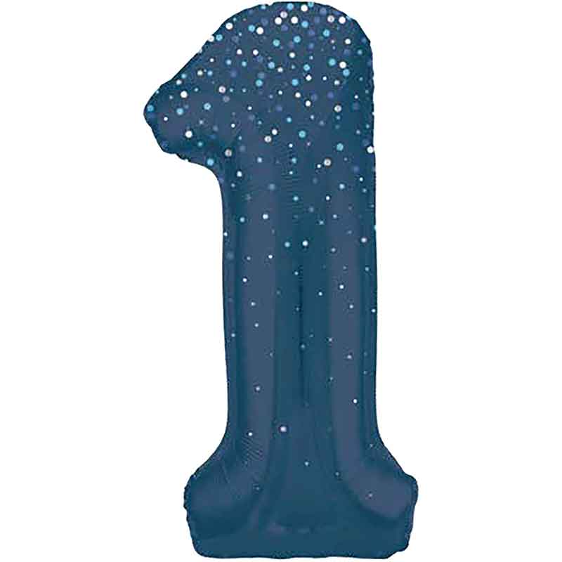 34in GLITZ BLUE NUMBER 1 FOIL BALLOON