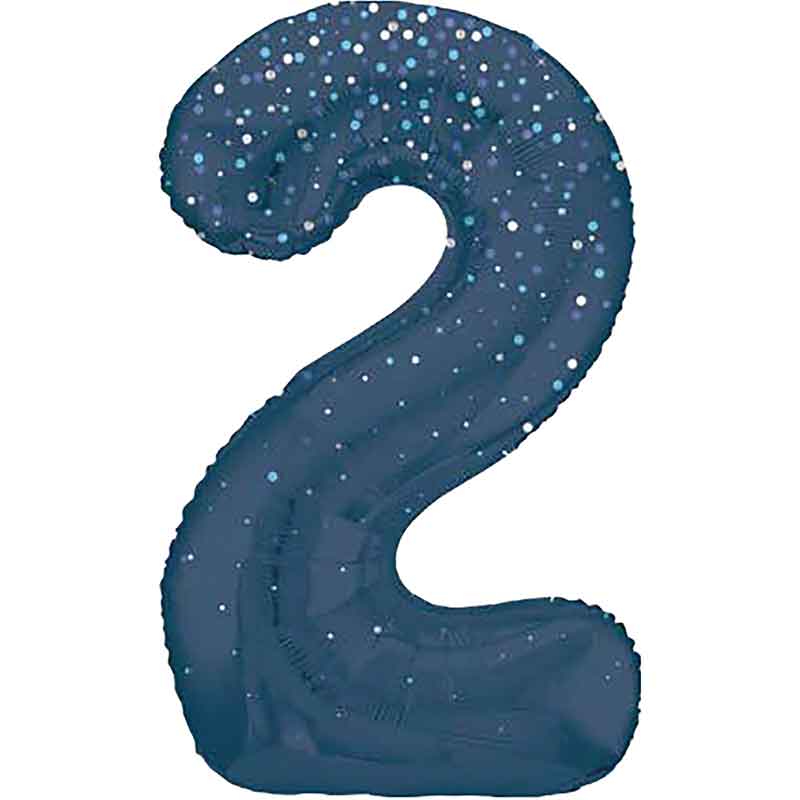 34in GLITZ BLUE NUMBER 2 FOIL BALLOON