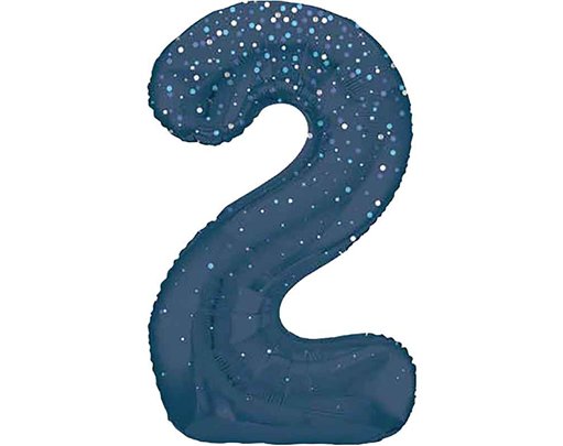 34in GLITZ BLUE NUMBER 2 FOIL BALLOON