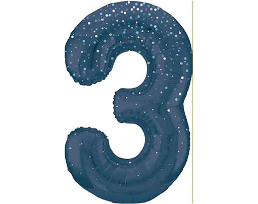 34in GLITZ BLUE NUMBER 3 FOIL BALLOON