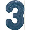 34in GLITZ BLUE NUMBER 3 FOIL BALLOON