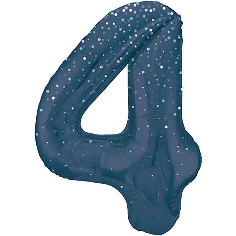 34in GLITZ BLUE NUMBER 4 FOIL BALLOON