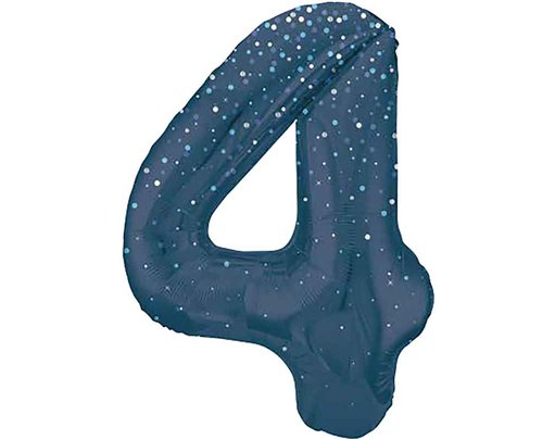 34in GLITZ BLUE NUMBER 4 FOIL BALLOON