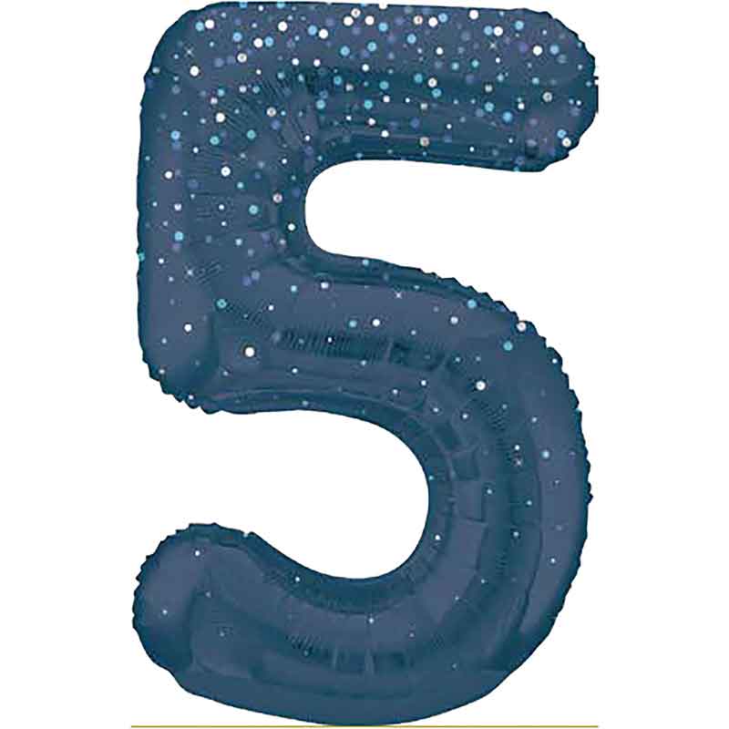 34in GLITZ BLUE NUMBER 5 FOIL BALLOON