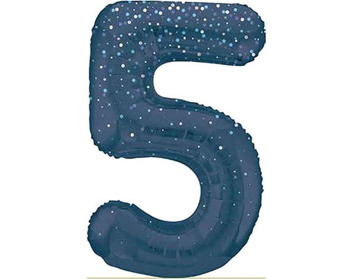 34in GLITZ BLUE NUMBER 5 FOIL BALLOON