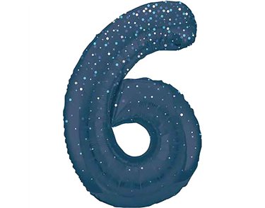 34in GLITZ BLUE NUMBER 6 FOIL BALLOON