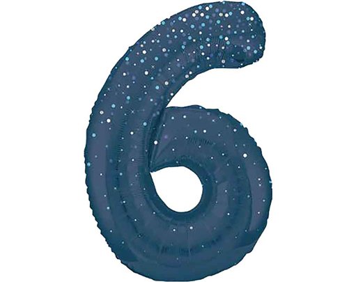 34in GLITZ BLUE NUMBER 6 FOIL BALLOON