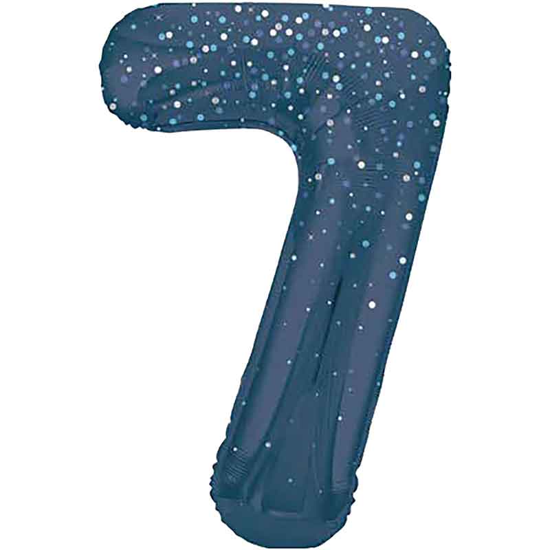 34in GLITZ BLUE NUMBER 7 FOIL BALLOON