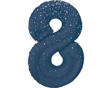 34in GLITZ BLUE NUMBER 8 FOIL BALLOON