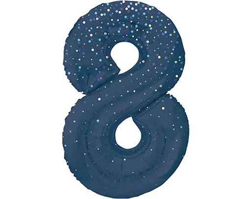 34in GLITZ BLUE NUMBER 8 FOIL BALLOON