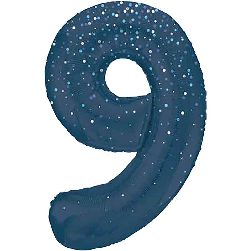 34in GLITZ BLUE NUMBER 9 FOIL BALLOON