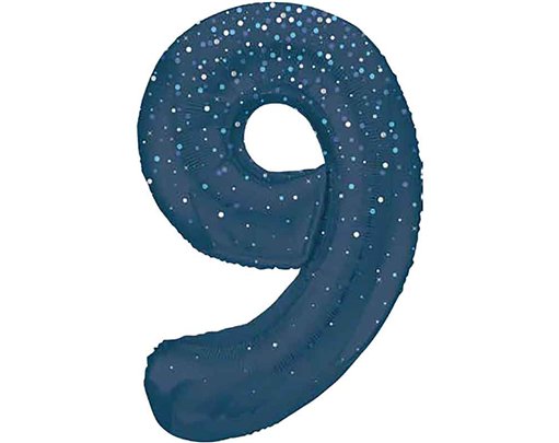 34in GLITZ BLUE NUMBER 9 FOIL BALLOON