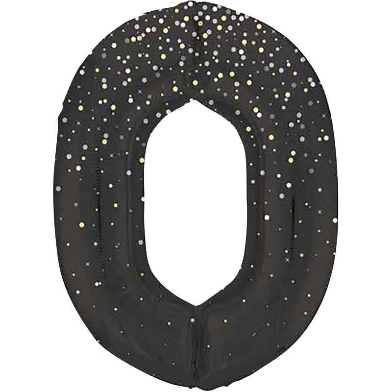 34in GLITZ BLACK NUMBER 0 FOIL BALLOON