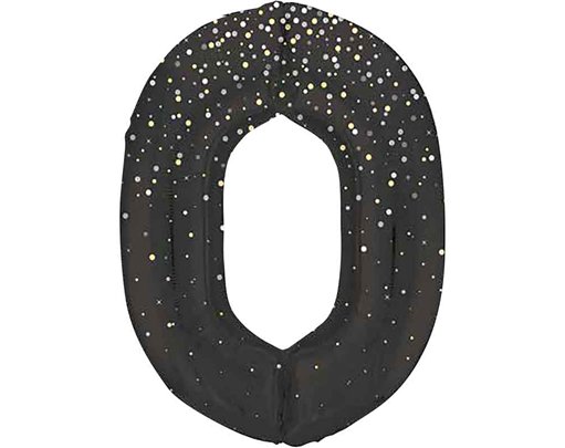 34in GLITZ BLACK NUMBER 0 FOIL BALLOON
