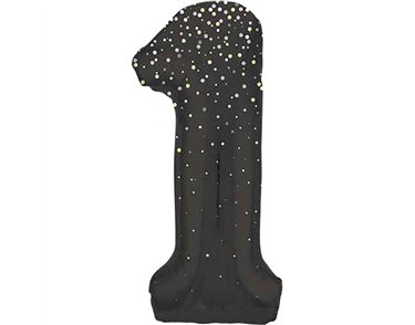 34in GLITZ BLACK NUMBER 1 FOIL BALLOON