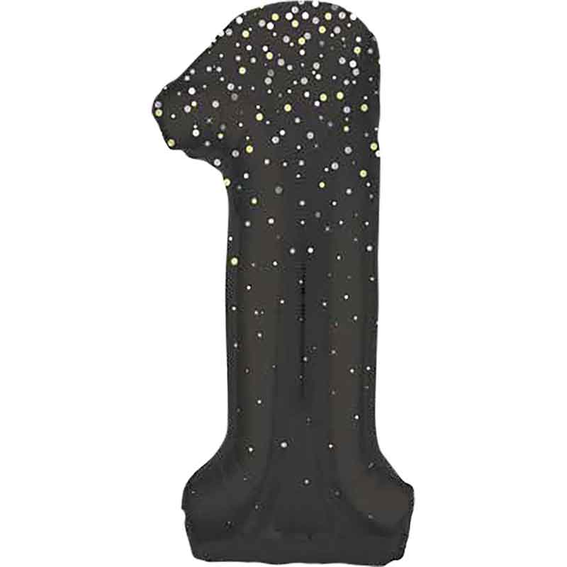 34in GLITZ BLACK NUMBER 1 FOIL BALLOON