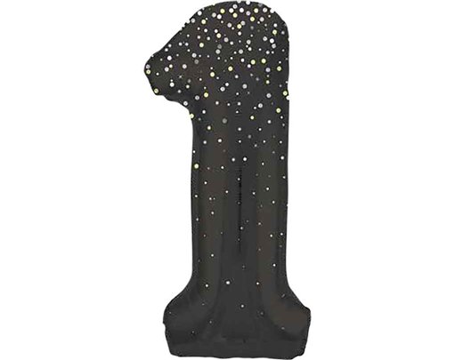 34in GLITZ BLACK NUMBER 1 FOIL BALLOON