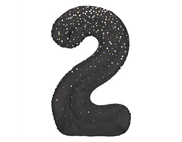 34in GLITZ BLACK NUMBER 2 FOIL BALLOON