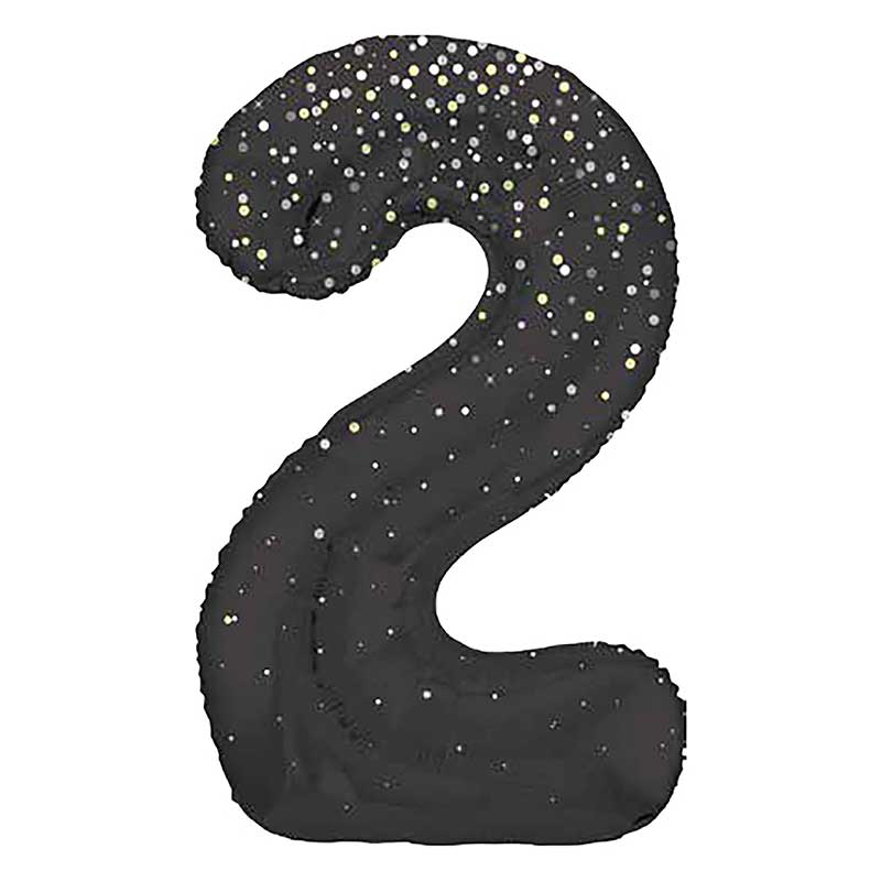 34in GLITZ BLACK NUMBER 2 FOIL BALLOON