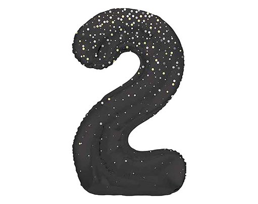 34in GLITZ BLACK NUMBER 2 FOIL BALLOON