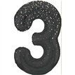 34in GLITZ BLACK NUMBER 3 FOIL BALLOON