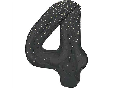 34in GLITZ BLACK NUMBER 4 FOIL BALLOON