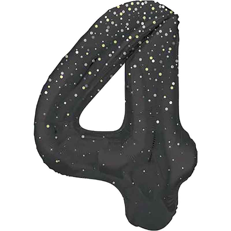 34in GLITZ BLACK NUMBER 4 FOIL BALLOON